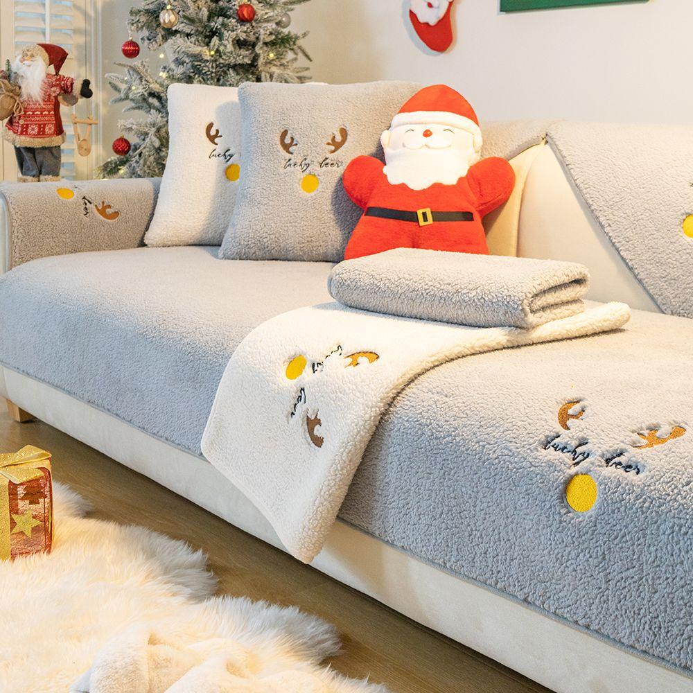 Рождественский Нескользящий Чехол-Протектор для Дивана Шезлонг Всесезонный Универсальный Эластичный Угловой Чехол-Полотенце для Подушки Дивана 1/2/3/4-местный
