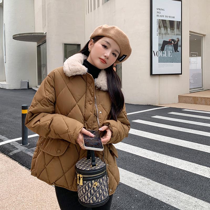 Женская короткая куртка-бомбер большого размера с цветными лацканами, зимняя повседневная одежда из хлопка, хлопковое пальто, куртка