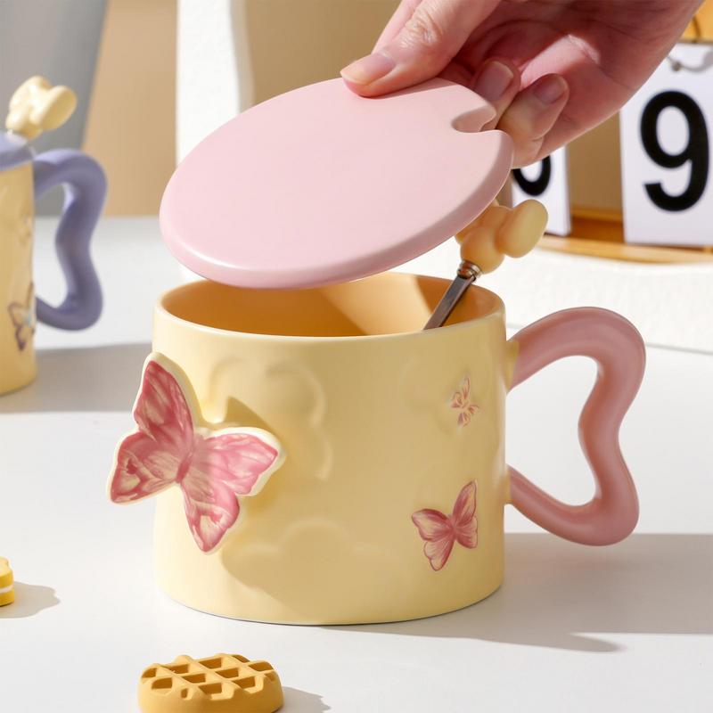 3D Цветок Бабочка Керамическая Кофейная Кружка Бабочки Чайная Чашка Чашки для Молока Воды Подарок на День Рождения для Подруги Мамы Женщин День Матери