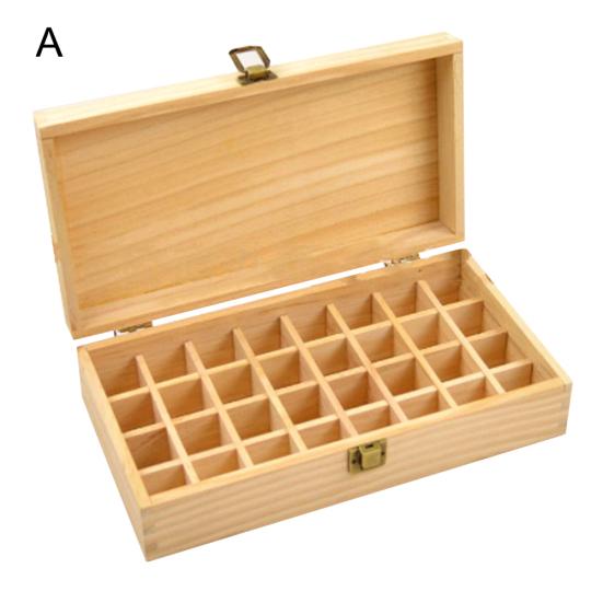Wooden Essential Oil Box Container Organizer Solid Natural Wood Storage Case