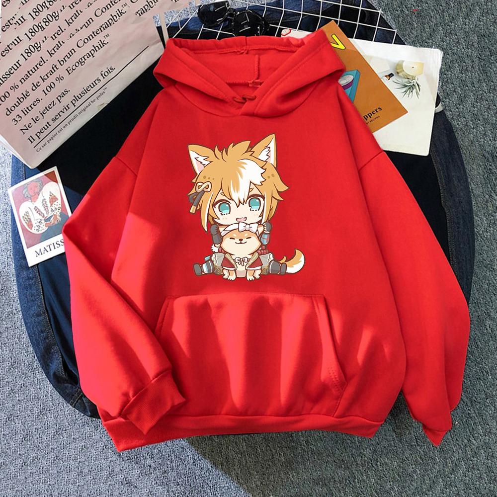 Gorou толстовка женская Harajuku графический Genshin Impact толстовки унисекс зимние мультфильм эстетические пуловеры кофты Genshin толстовка