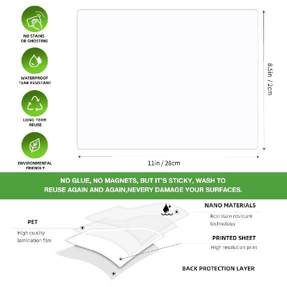 SVNOOC Multi-Use White Board Dry Erase Board Stickers for Wall Refrigerator Door Home Office Classroom, Reble Lapboards, 8.5x11 inches, 3 Pack