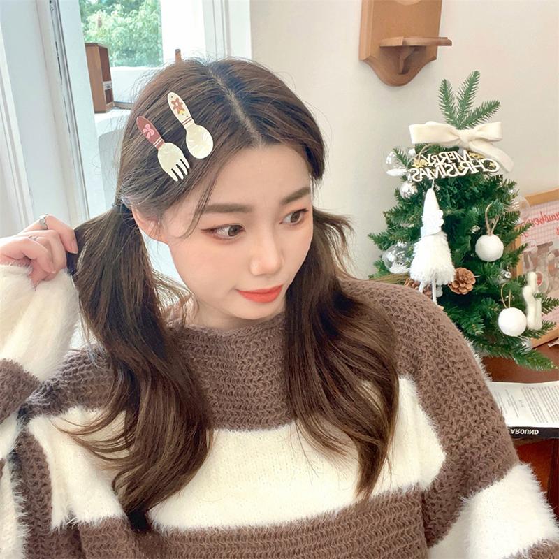 2 шт./набор акриловых ложек, вилок, заколок для торта, креативных милых заколок для волос в виде утконоса, заколок для челки