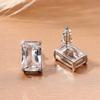 Fashion Contracted Square CZ Stud Earrings Women Silver Color Ear Piercing Series Accessories Simple Versatile Jewelry