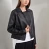 Женская асимметричная укороченная куртка из искусственной кожи на молнии из искусственной кожи, байкерское короткое пальто, тонкая верхняя одежда, винтажная укороченная куртка со шнуровкой, мотоциклетный бомбер, осень-весна, новинка