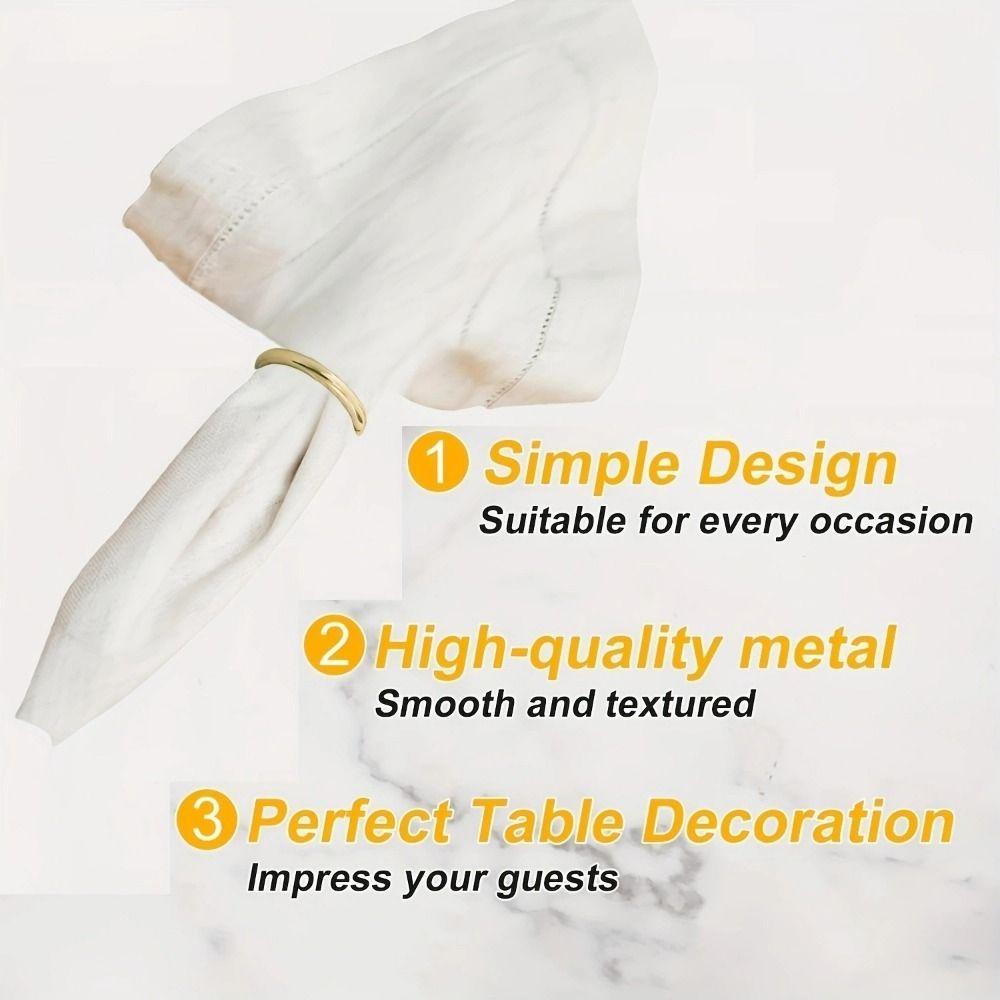 10Pcs Gold Metal Napkin Ring Minimalist Style Napkin Holder Glossy Serviette Buckles  Weddings