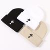 Cool Hat Exquisite Cross Embroidery Unisex Warm No Brim Knitted Hatsbeanie