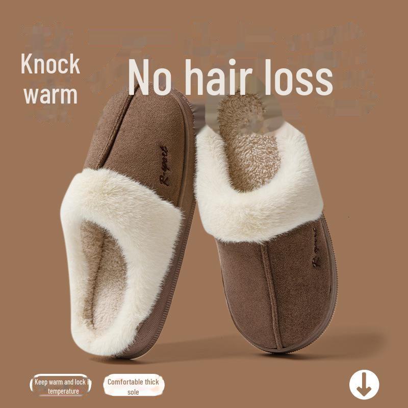 2024 Women's & Men's Winter Suede Cotton Slippers with Thick Soles and Plush Lining