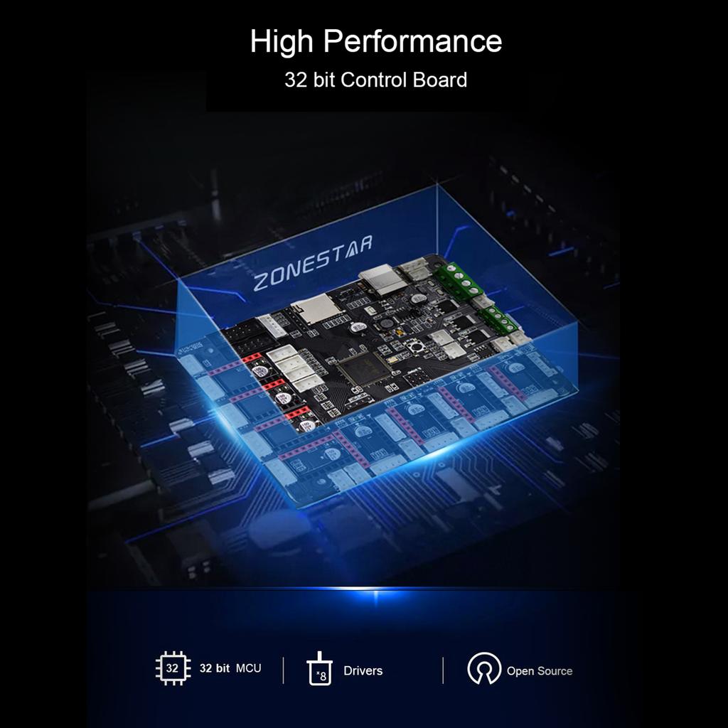 ZONESTAR Z8PM4 PRO FDM 3D принтер 300x300x400 мм область построения 4IN1OUT полностью металлический экструдер смешанный цвет