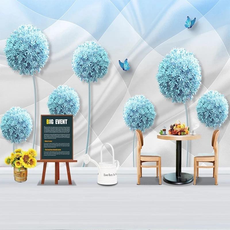 3d Stereo Dandelion Wallpaper Abstract Blue Art Murals Living Room Tv Sofa Bedroom Background Wall Murals Decor