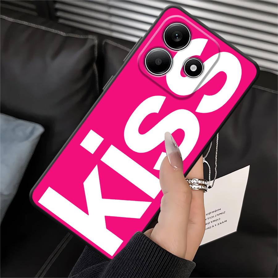 Чехол с буквами Kiss для Xiaomi Redmi Note 14 13 Pro Plus A4 A5 12 11 Pro 12C 13C 12S 10 11S 14C A1 A2 A3 9 8 7 K40 K80 Чехол для телефона