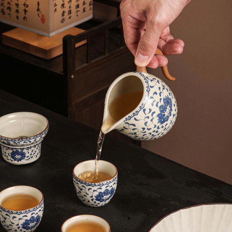 280 мл Ru Kiln Blue And White Entangled Lotus Beauty Fair Cup Kung Fu Tea Set Ceramic Cha Hai Household Single Tea Dispenser