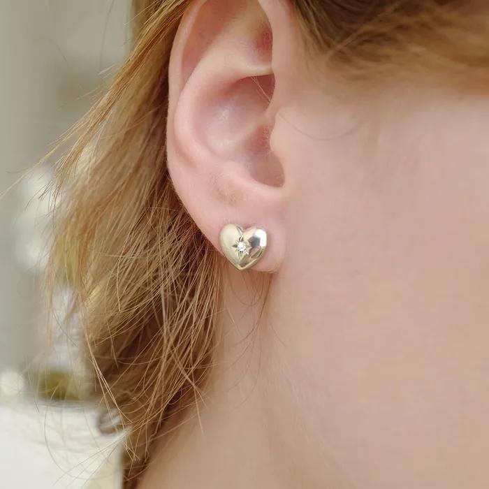 Серьга-сердце со звездным шариком