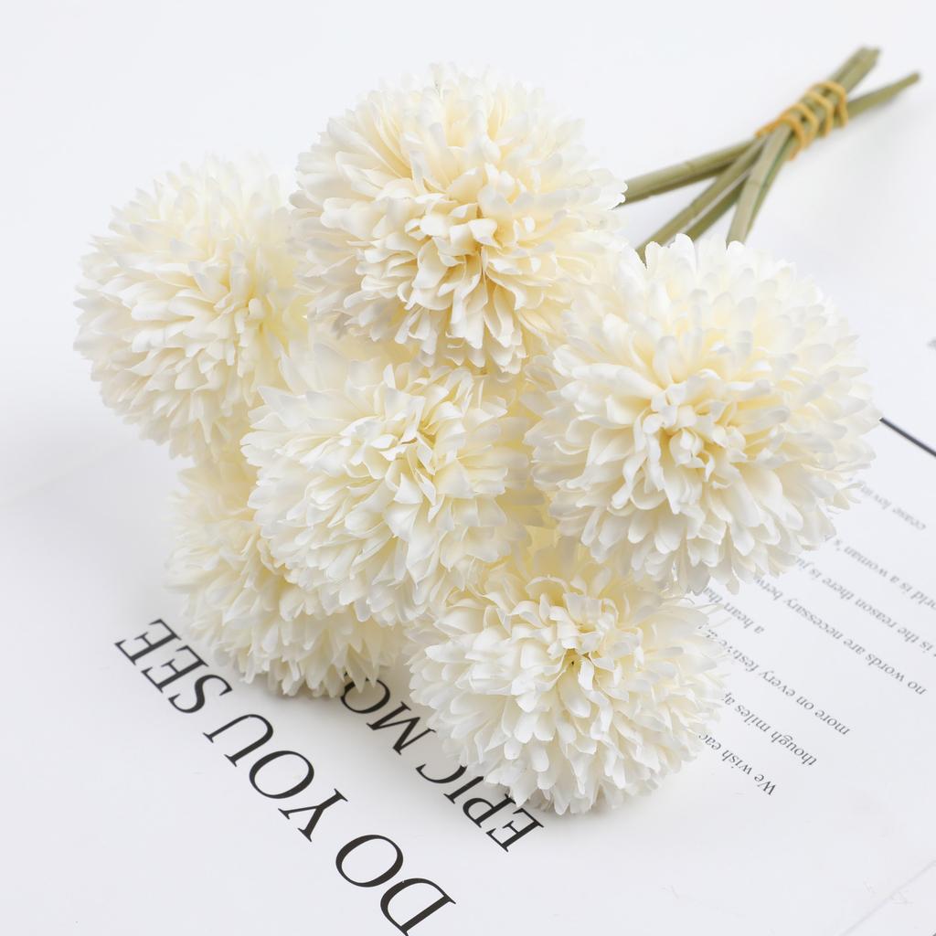 6 Artificial Dandelion And Chrysanthemum Ball Bouquets - Perfect for Home, Office, Coffee Shop, Garden Party, Wedding Decoration