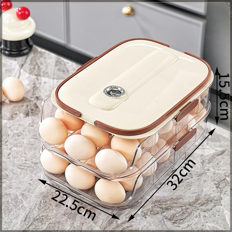 Food Grade PP & PET Egg Storage Box Handle Design Large Capacity Refrigerator Fresh Keeping Egg Container Kitchen Organizer