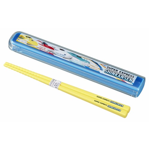 OSK Bento Box Set with Pull-Lid Chopsticks and Case, Shinkansen Design, 16.5cm Chopsticks, Sliding Lid, Made in Japan, Dishwasher Safe, HS-11, Blue