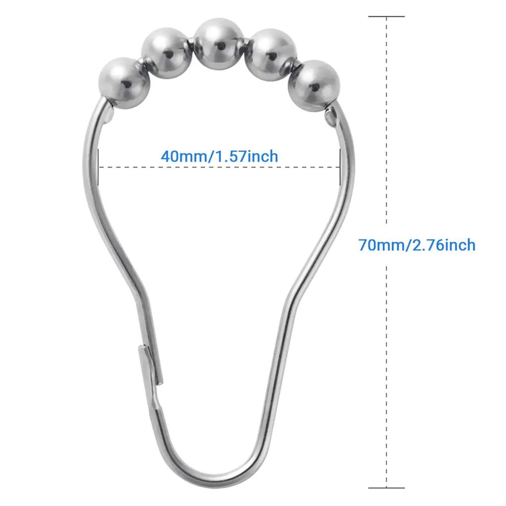 Shower Curtain Hooks Metal Shower Curtain Rings Anti-Drop Shower Hooks for Bathroom Shower Rod Roller Glide Shower Curtain