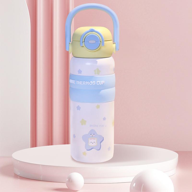 Starry Bear Travel Mug With Vacuum Insulation And Double Drinking Lid For Outdoor Use