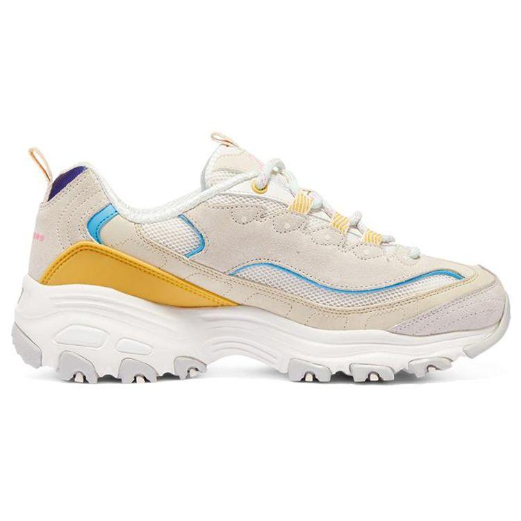 Skechers DLites 1.0 Сетчатые Круглый Носок На Шнуровке Удобные Универсальные Низкие Повседневные Кроссовки Женские Серый Коричневый 149780-NTYL