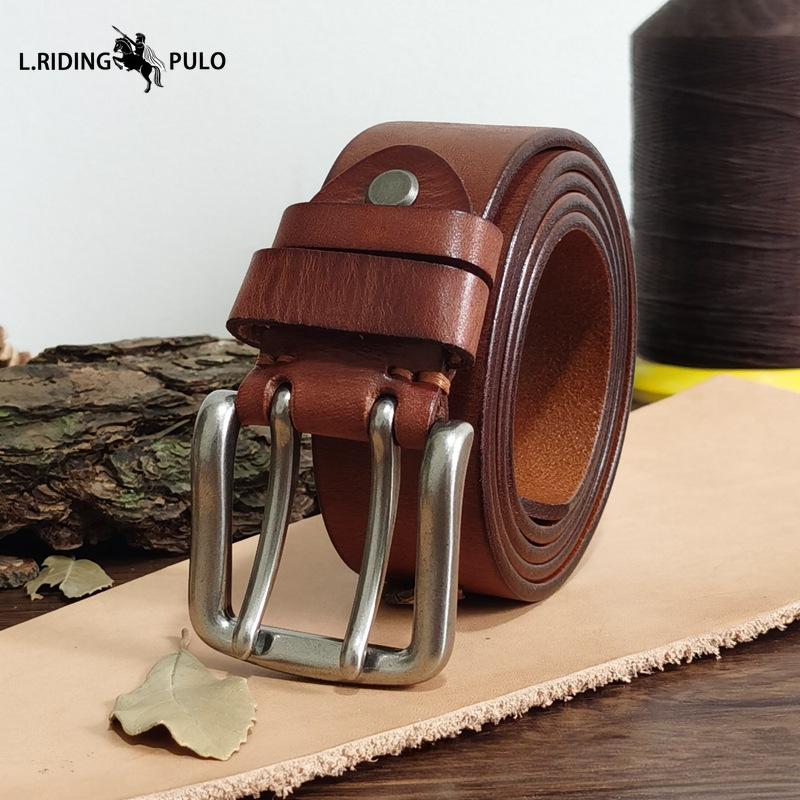 Высококачественный ремень с двойной пряжкой для мужчин, натуральная кожа, верхний слой, чистая коровья кожа, ретро, повседневный ремень