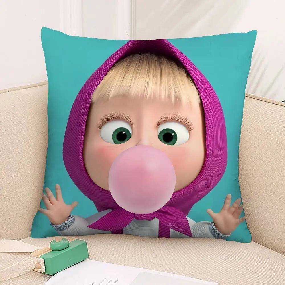 Мультяшный Милый M-MashaS И Медведь Наволочка Квадратная Двусторонняя Печать Наволочка для Подушки для Дивана Домашний Декор Спальни Подарок