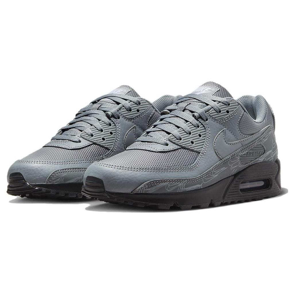 Nike Air Max 90 Cool Grey Reflective Men Sneakers Black White DZ4504-002