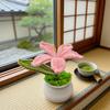 Handmade Crochet Lily Potted Plant, Knitted Pink Lily Flower in Mini Pot, Desk Decor, Unique Gift for Mom, Home Office Ornament