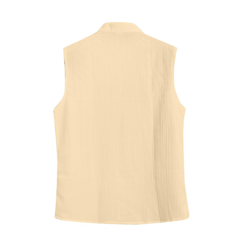 Мужская летняя однотонная рубашка без рукавов со стойкой воротником, мужская повседневная модная рубашка без рукавов