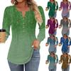 Женская модная повседневная плиссированная футболка с круглым вырезом и декоративными пуговицами, с длинным рукавом