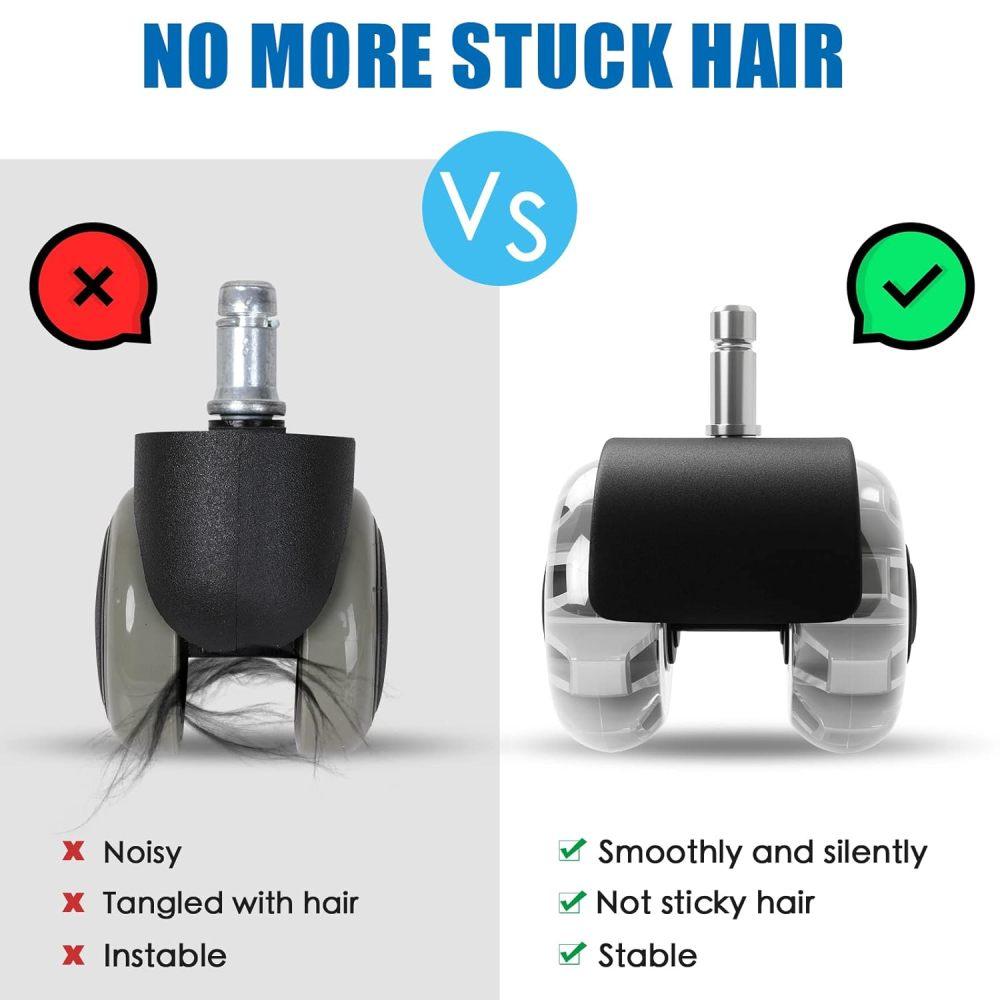 Колесики для офисного стула (Набор из 5),Колеса для стульев повышенной прочности, выдерживают нагрузку 2200 фунтов, бесшумные резиновые ролики для стульев, универсальные, 2 дюйма