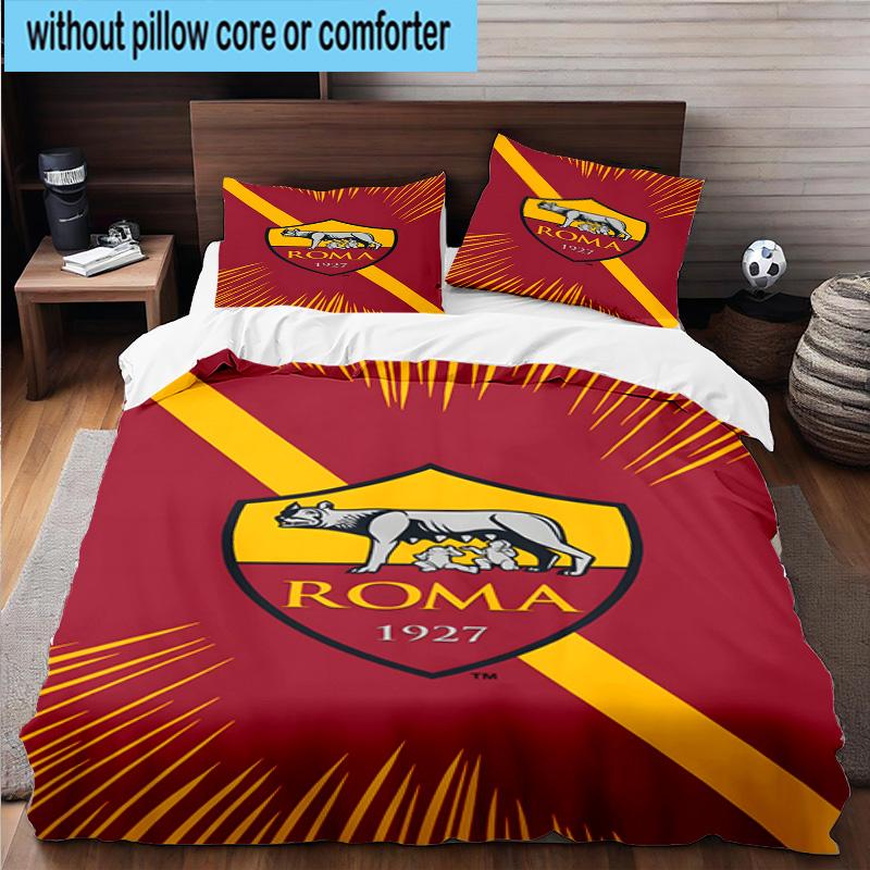 3pcs Rome Wolf Football club Printed Bedding Set Duvet Cover Closure Includes 1 Duvet Cover & 2 Pillowcases Bedding Sets Home Decor Gifts