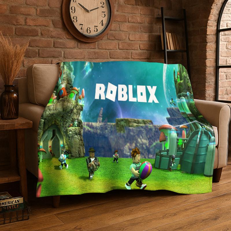 Мультяшное одеяло из фланели для игры R-Robloxs, мягкое и теплое плед-покрывало для спальни, гостиной, кровати, путешествий, кемпинга, пикника, подарок