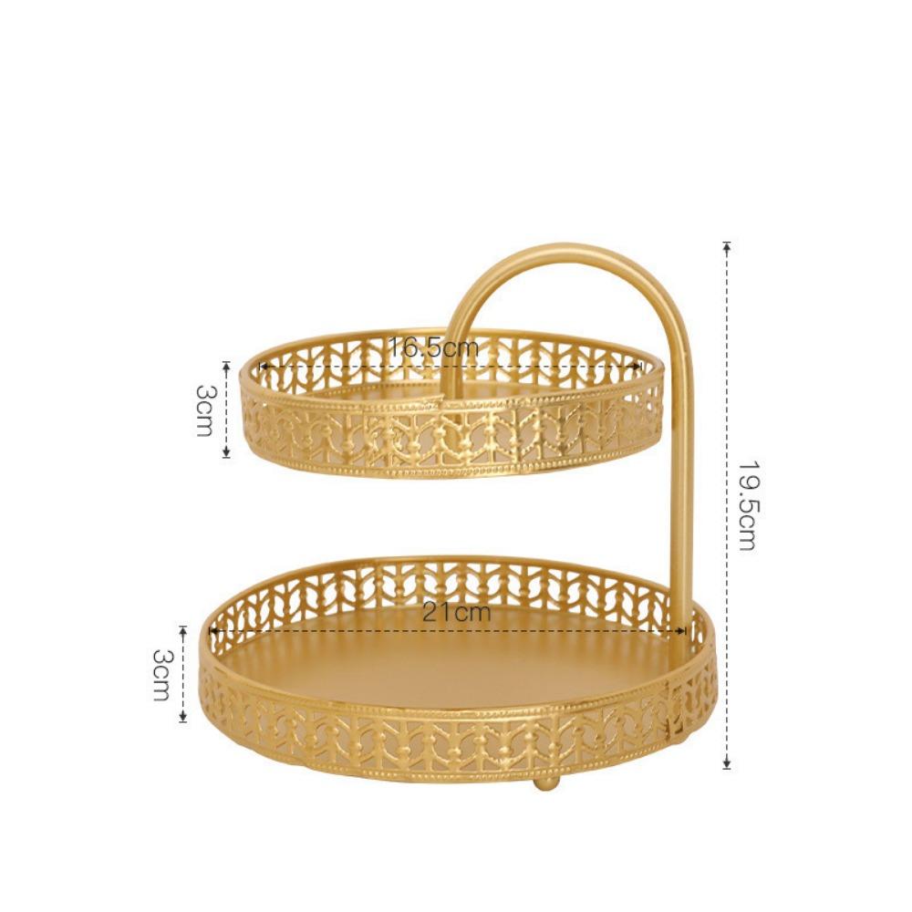Золотой скандинавский поднос для выпечки, кованое железное блюдо для украшений, элегантный двухъярусный поднос для фруктов, гостиная