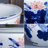 Large Blue and White Porcelain Feng Shui Lotus Jar for Courtyard