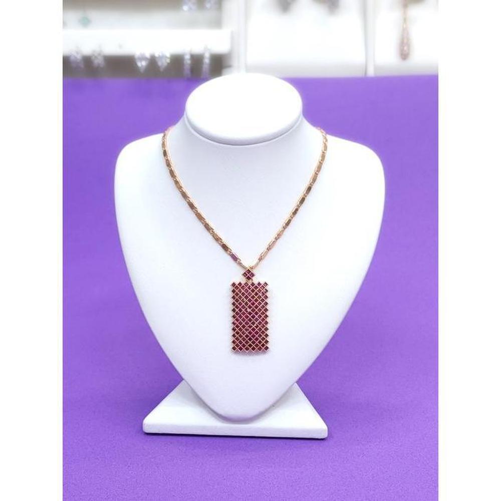 Rodum Savezone05 Eleganc Premium Ruby Square Round Necklace Rda22100222 (S10969619)