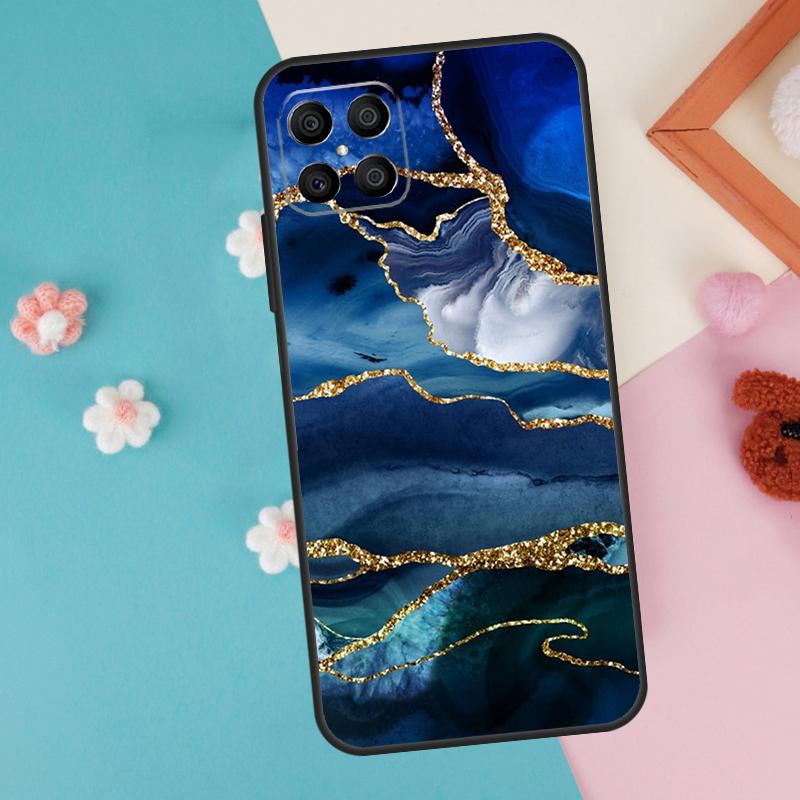 Gold Indigo Faux Malachite Case For Honor Magic 7 Lite 5 6 Pro Honor X9a X8a X8 X9 X8b X9c X9b 50 70 90 200 Lite Cover