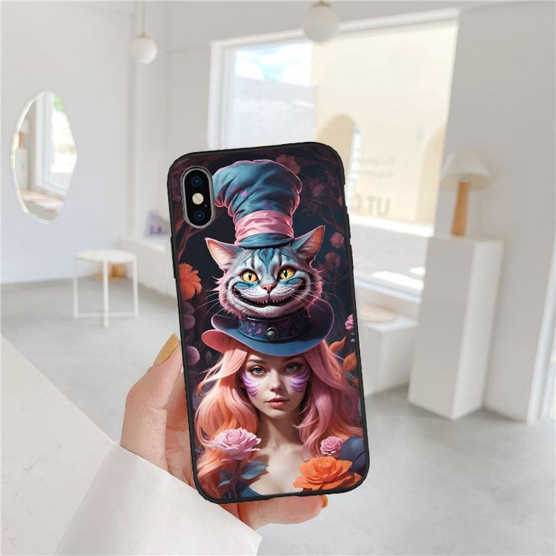 CJ3 Alice in Wonderland Cat Princess Soft Shell Phone Case for OPPO A3 Pro A72 A74 A76 A77 A77S A78 A79 A94 A95 A18 A40M A58