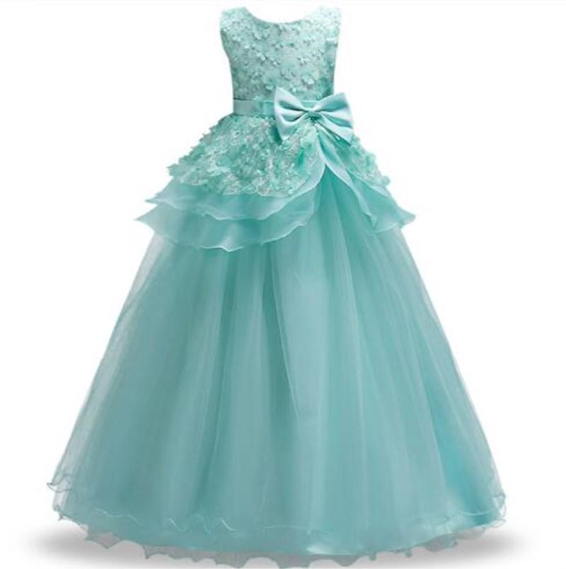 Детское длинное сетчатое платье с цветочным принтом