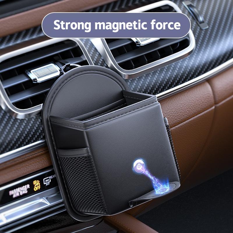 Автомобильный держатель для телефона из искусственной кожи, крепление, подвесной органайзер для хранения на воздуховоде, автомобильная сумка для телефона, органайзер для ключей, очков, мелочей, аксессуары для поддержки