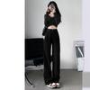 Women's Korean Style High Waist Wide-Leg Jeans - Trendy Loose Fit, Floor-Length Draping Pants