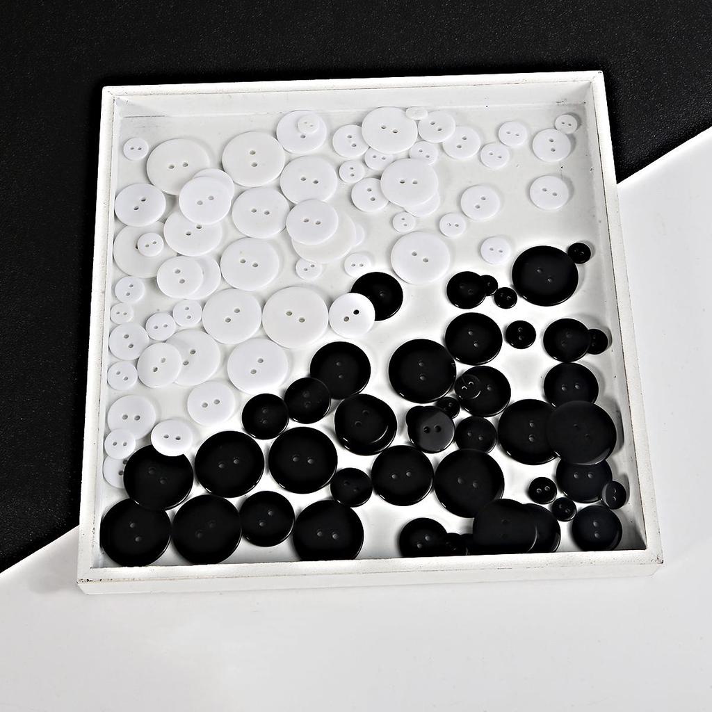 Resin Sewing Button Scrapbooking Round White Black 2 Holes 9/10/11.5/15/18/20/23/25 Mm