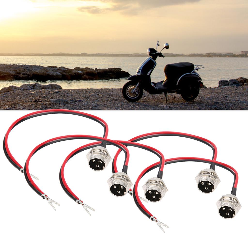 5pcs 3Pin Inline Charger Connector Round Charging Port with Cap for Electric Scooter