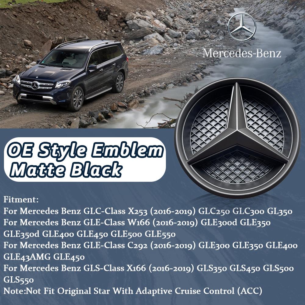 BWG1 New 2025 Hot Car Grille Emblem 3D Badge Front Grill Logo For Mercedes Benz GLC X253 GLE W166 C292 GLS X166 16-19 Matte Black OE