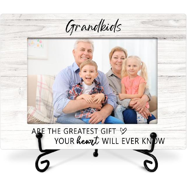 Grandkids Picture Frame, Grandchild Photo Frame for Grandparent, Family Gifts pirational Gifts for New Grandparents, 4x6 Wood Photo Frame, Home