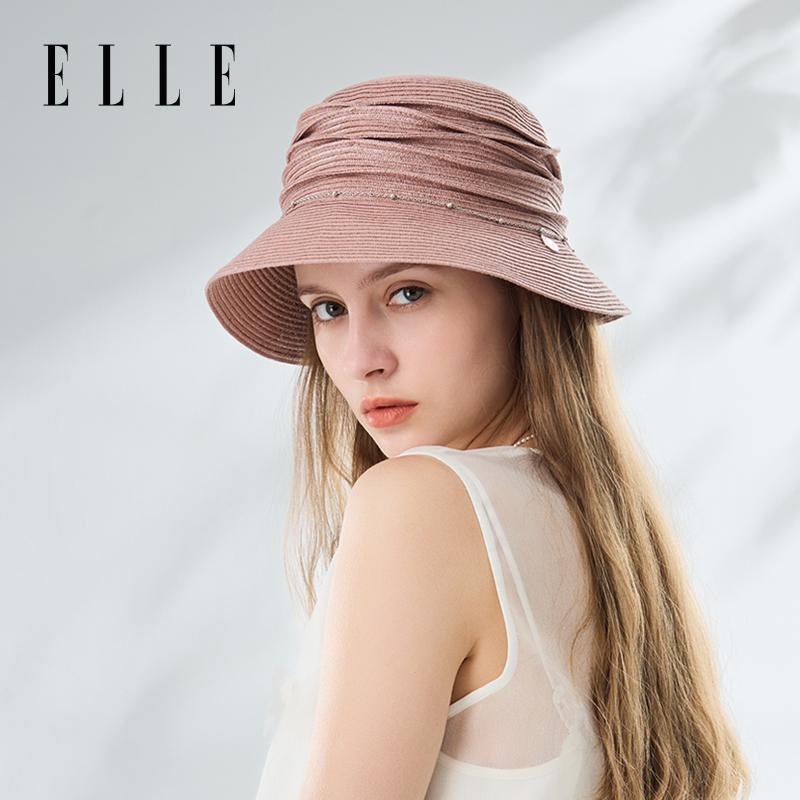 ELLE UV resistant women's straw hat with high-end French elegance, summer seaside vacation sun protection and face covering sun hat