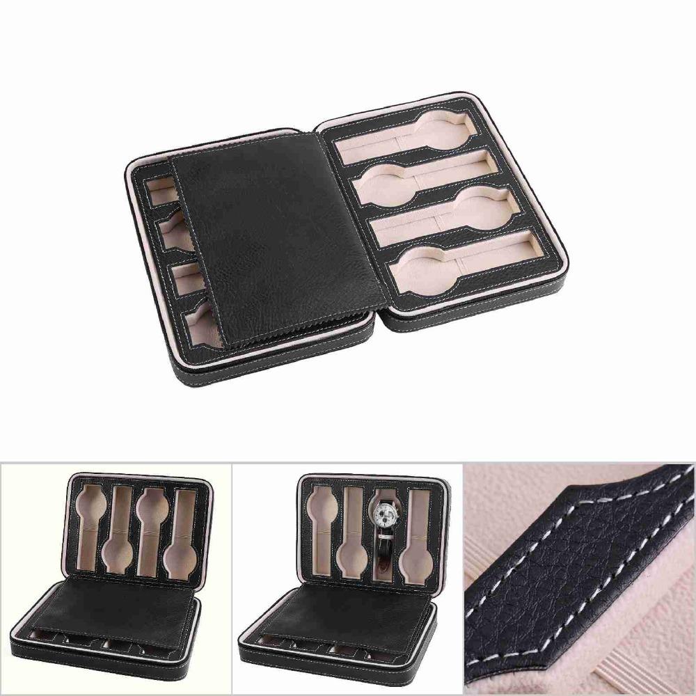 Zippered Design Watch Storage Box PU Leather,Cardboard Travel Watch Case Travel Use