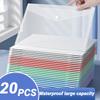 5/20Pack Plastic Envelopes , Clear Document A4 Size File Folder with Label Pocket, School Office Supplies Organization Storage