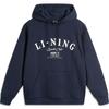 Li Ning Sports Lifestyle Series Letter Loose Warm Fleece Hooded Pullover Long Sleeve Sweatshirt Men Sweatshirt Deep-Navy-Blue AWDU673-5