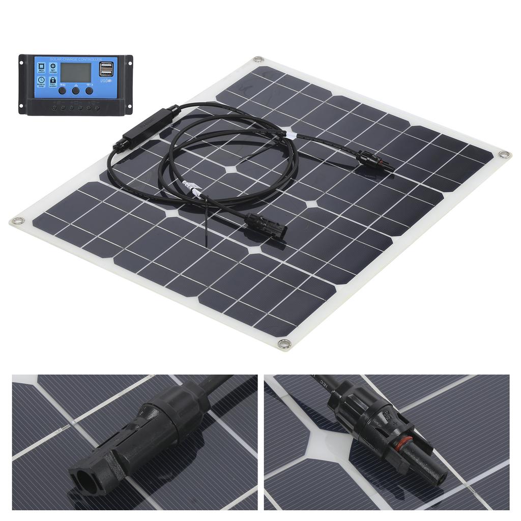 40W Solar Panel Dual USB Charger with 12V/24V PWM Controller 3.3ft Extension Cable20A