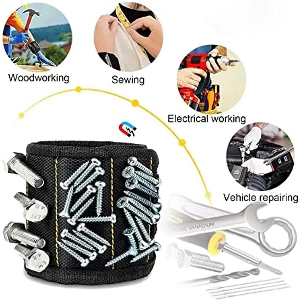 Magnetic Wristband, Wrist Strap, Multifunctional Tool, Hardware, Nails, Screws, Suction, Picking Up, Magnet Wrist Guard Tool